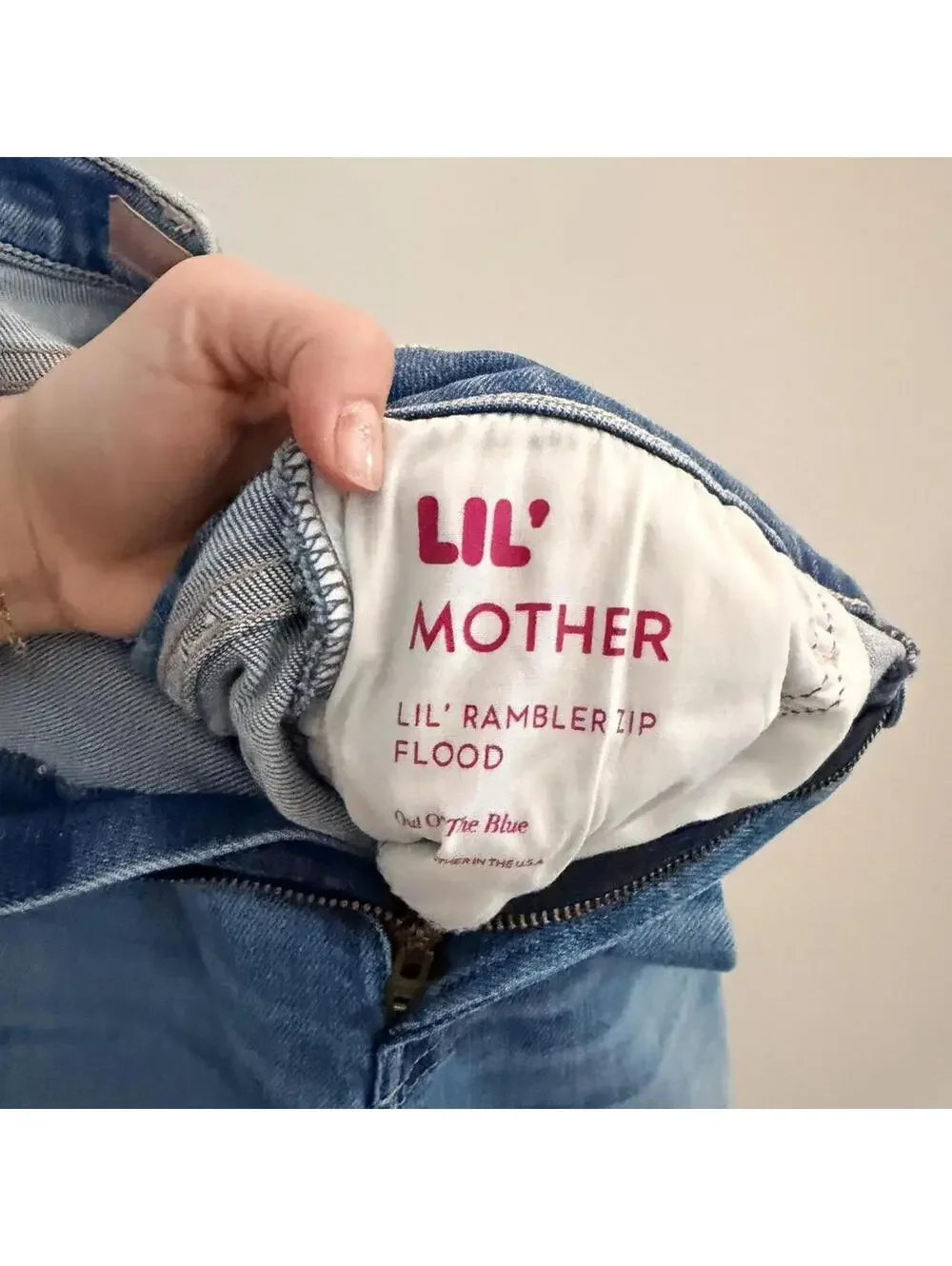 Mother Lil' Zip Rambler Flood Jeans in Out of the Blue